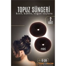 Mini Saç Topuz Süngeri 2'li Set | 6 cm Çap, 2.5 cm Kalınlık | Hızlı & Kolay Topuz Yapımı