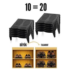 HSNET 10'lu Şık Ayakkabı Rampası Seti - Yer Tasarruflu Çift Ayakkabı Düzenleyici