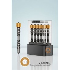 Çift Taraflı Manyetik Amortisörlü Yıldız Vida Uç Seti - 10'lu
