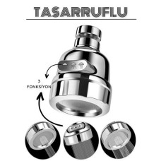 3 Fonksiyonlu Tasarruflu Musluk Başlığı Krom - Su Tasarrufu ve Basınç Artırıcı