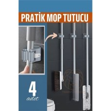 Pratik Yapışkanlı Mop Tutucu Seti - 4 Adet Güçlü ve Dayanıklı