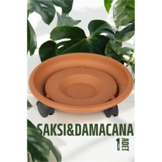 37 cm Kahverengi Tekerlekli Saksı Altlığı - Pratik ve Dayanıklı