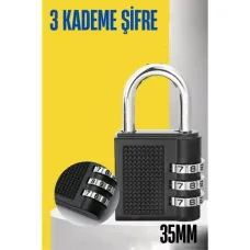 3 Kademeli Şifreli Asma Kilit 35 mm - Güvenlik Karteli