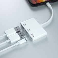 3'ü 1 Arada iPhone/iPad Lightning USB Kamera Okuyucu Adaptör