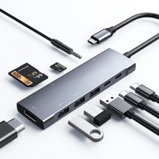 Ally 9'u 1 Arada USB C Hub Adaptörü 4K 30Hz HDMI USB 3.0 SD PD Şarj