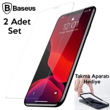 ✨ Baseus Premium 0.3mm Full Cover Cam Ekran Koruyucu iPhone 11 Pro / X / Xs İçin 2'li Set (Mat Siyah Çerçeveli, Şeffaf) ️