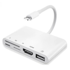 5'li Çok Fonksiyonlu Lightning Dijital AV Adaptör + USB Hub + Hafıza Kartı Okuyucu (SD/TF/HDMI/OTG)