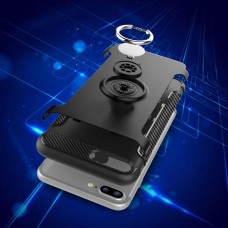 360 Derece Döner Halkalı Sıvı Silikon Kılıf - iPhone 7 Plus / 8 Plus Şeffaf Sert Arka Kapak