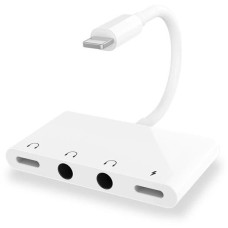 Ally 4'ü 1 Arada Lightning OTG Ses Adaptörü - iPhone 14/13/12/11 için Çift DC ve 3.5mm Jack Çıkışlı