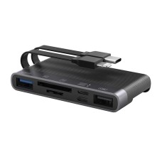 6'sı 1 Arada USB Type-C Lightning SD TF Kart Okuyucu Çevirici Adaptör - Siyah