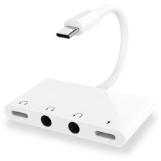 4'ü 1 Arada USB-C OTG Adaptörü: Çift DC 3.5mm Ses ve Şarj Dönüştürücü