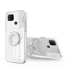 Xiaomi Redmi 9C Sürgülü Kamera Lens Korumalı Yüzük Standlı Silikon Kılıf