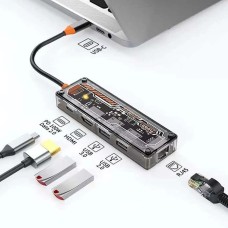 5'i 1 Arada Şeffaf USB-C Hub | 100W PD, HDMI, Ethernet, USB 3.0