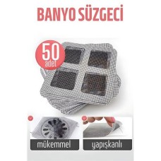Yapışkanlı Banyo Gider Süzek Filtre 50'li Paket 10x10 cm