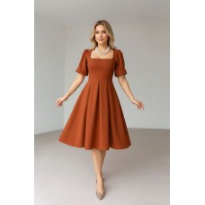 Kadın Beli Lastikli Midi Elbise