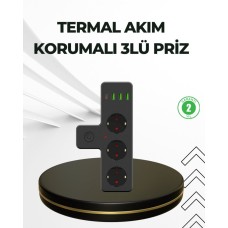 USB-C ve Type-C Çıkışlı 6'lı Çoklu Priz - Masaüstü Güç Dağıtıcı