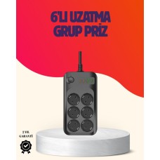 USB-C Termal Korumalı 6'lı Priz Uzatma 10A 2M - Güvenli ve Hızlı Şarj