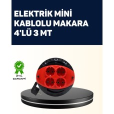 3 Metre Kablolu 4 Prizli Makara - Ev ve Ofis İçin Pratik ve Güvenli Uzatma Kablosu