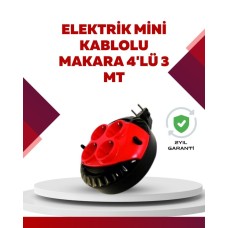 Kırmızı 3 Metre 4'lü Kablolu Priz Makarası - Endüstriyel Taşınabilir Uzatma Kablosu