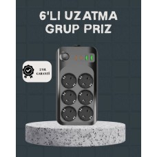USB-C Hızlı Şarjlı 6’lı Termal Korumalı Priz 2500W