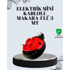 3 Metre 4'lü Prizli Makara Kablolu Uzatma Kırmızı
