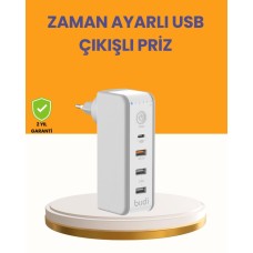 Akıllı Zaman Ayarlı 30W Hızlı Şarj Adaptörü - 6 USB Çıkışlı