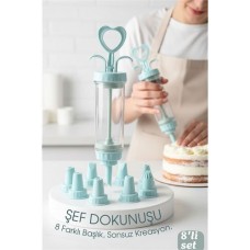 Profesyonel Pasta Süsleme Pompası Seti - 8'li Enjektör Uçlarıyla!
