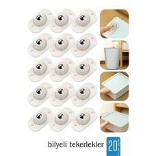 360 Derece Dönen Yapışkanlı Mobilya Kaydırma Tekerlek Seti 20'li