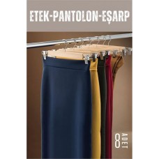 Ahşap Kıskaçlı Elbise ve Etek Askısı Seti - 8 Adet