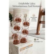 Sessiz Keçe Tabanli Saydam Sandalye Ayak Koruyucu Seti (8'li)