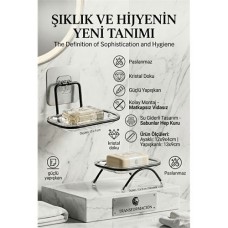 Premium Yapışkanlı ve Ayaklı Sabunluk Seti - Su Giderli Katı Sabun Kutusu