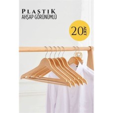 Ahşap Desenli Şık Plastik Askı Seti 20’li