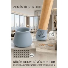 Sessiz ve Çiziksiz Silikonlu Sandalye Ayak Koruyucu 40'lı Set - Gri