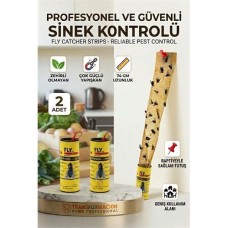 ✨ 2'li Set Doğal Yapışkanlı Sinek Şeridi - Sinek Kapanı, Ev ve Ofis için Etkili Çözüm
