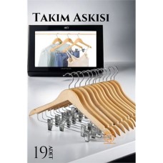 Ceket Etek Pantolon Askılık Seti - 19 Adet Kıskaçlı