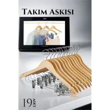 19'lu Pratik Elbise Askısı Takımı - Kıskaçlı Ceket, Etek ve Pantolon İçin
