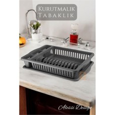 Pratik Bulaşık Durulama Sepeti ve Tabaklık - Alessi Gri Kurutmalık