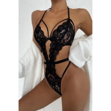 Şık Dantel Detaylı Siyah Babydoll Gecelik