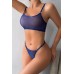 Mavi Transparan Tul Bralet ve Tanga Iç Giyim Seti