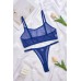 Mavi Transparan Tul Bralet ve Tanga Iç Giyim Seti