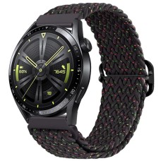 Samsung Galaxy Watch 4 / Gear S3 / GT2 46mm Uyumlu Elastik Naylon Bileklik - Tokalı Siyah