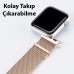 Milan Premium Paslanmaz Çelik Manyetik Kordon - Tüm Apple Watch 42/44/45mm Modelleriyle Uyumlu