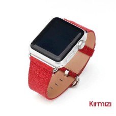 ✨ Deri Dokulu Parlak Simli Akilli Saat Kordonu - 38mm 40mm 41mm Uyumlu
