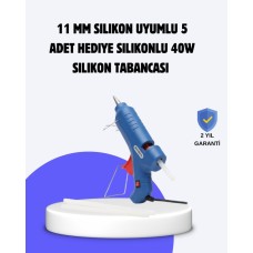 40W Sıcak Silikon Mum Tabancası 5 Adet Çubuk Hediyeli Hızlı Yapıştırma Seti