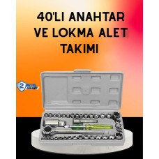 40 Parça CrV Çelik Cırcır Lokma Anahtar Seti - Profesyonel Tamir Takımı