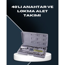 40 Parça Karbon Çelik Profesyonel Lokma ve Cırcır Anahtar Seti