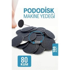 Hsnet 25 mm Pododisk Nasır Sökücü Pedikür Makinesi Yedek Pedler 100 Adet Profesyonel Ayak Bakım Seti