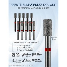 10'lu Orta Sert Ultra Hassas Elmas Freze Ucu Seti - Kuru Manikür ve Gravür İçin Profesyonel Tırnak Ekipmanı