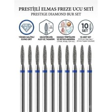 10'lu Orta Sert Ultra Hassas Elmas Freze Ucu Seti - Kuru Manikür ve Gravür