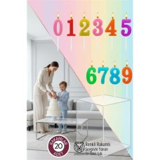 20 Adet Renkli Premium Doğum Günü Pastası Mum Seti